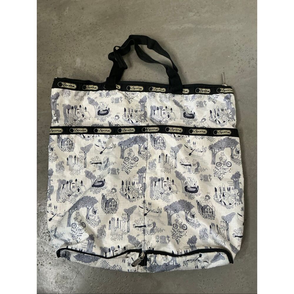 LeSportsac Animal Print Foldable Tote Bag | White and Blue